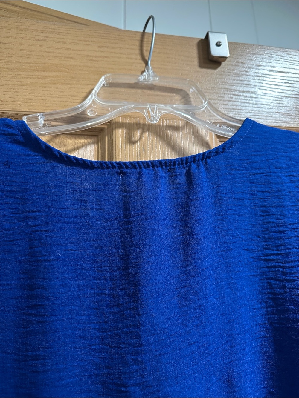 Hemish USA Royal Blue V-Neck Textured Short Sleeve Blouse - Picture 6 of 7